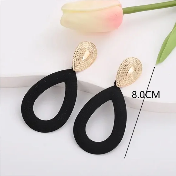 Black Statement Gold Filled Earrings - Picture 1 of 1